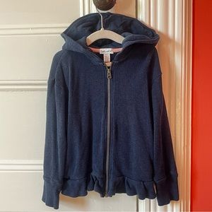 Splendid Girls Ruffle Hem Thermal Zip Hoodie Blue 5-6